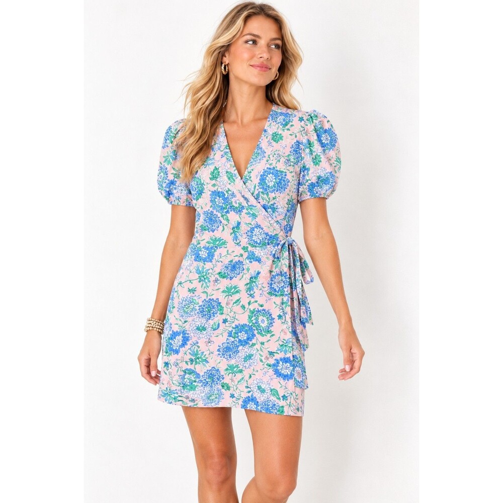 Lilly Pulitzer Sailynn Wrap Dress Conch Shell Pink Rumor Has It Floral Size M